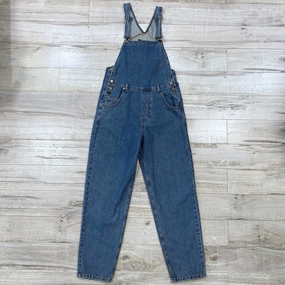 Zara Pants - Zara High Waisted Long Denim Jean Medium Wash Casual Overall XS